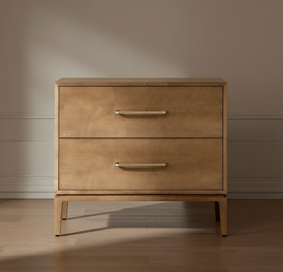2-Drawer Wood Nightstand - Bluff - Brass