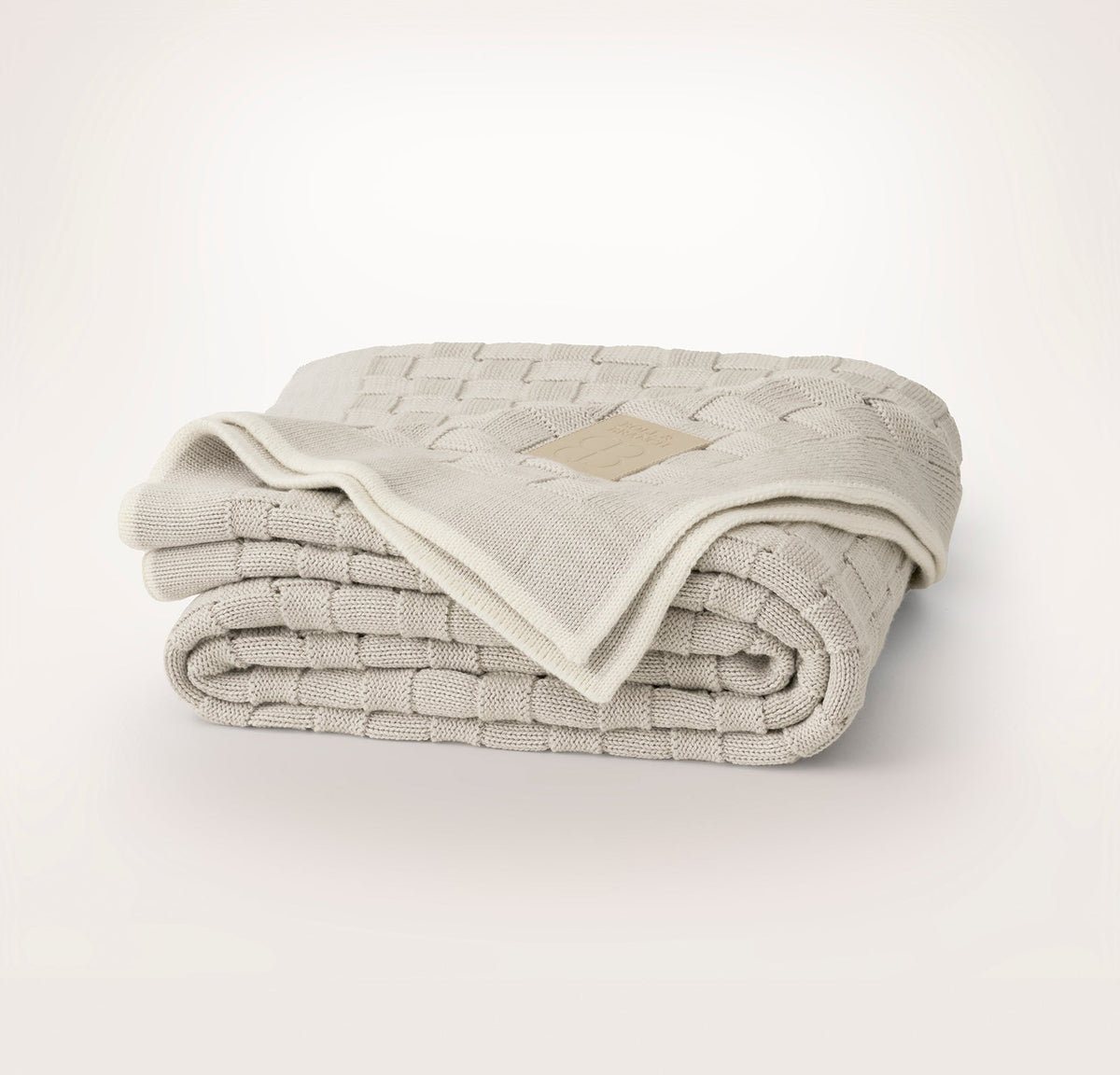Basketweave Knit Throw Blanket - Heathered Pewter/Cream